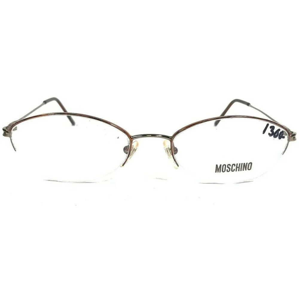 Moschino M3106-V-B 626 Eyeglasses Frames Gold Oval Bejeweled Half Rim 53-18-135
